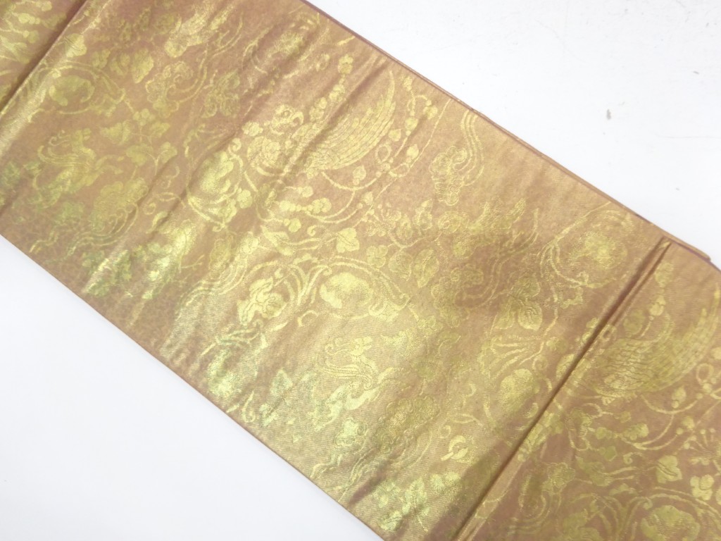 JAPANESE FUKURO OBI / WOVEN FLOWER & BIRD